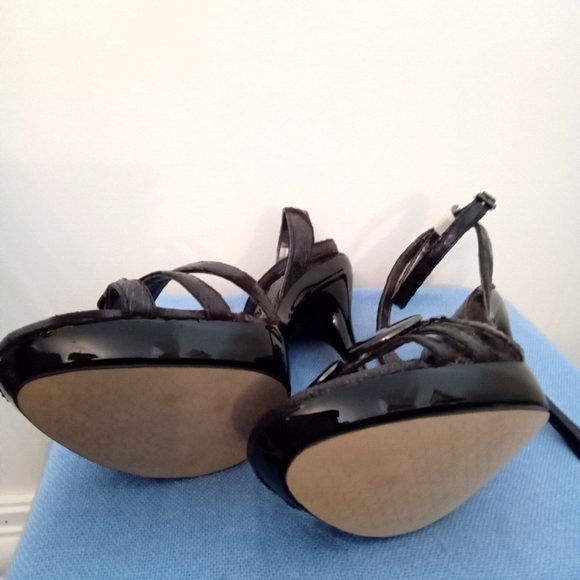 Spring Faux Snakeskin Ankle Strap Platform High Heel Sandals - Picture 7 of 12